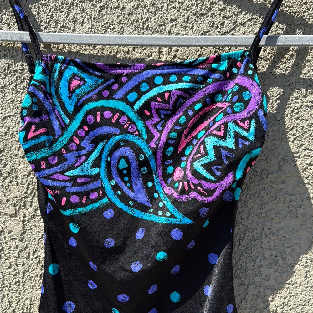 Vibrant Black and Purple One Piece Swimsuit - Picture 4 of 11